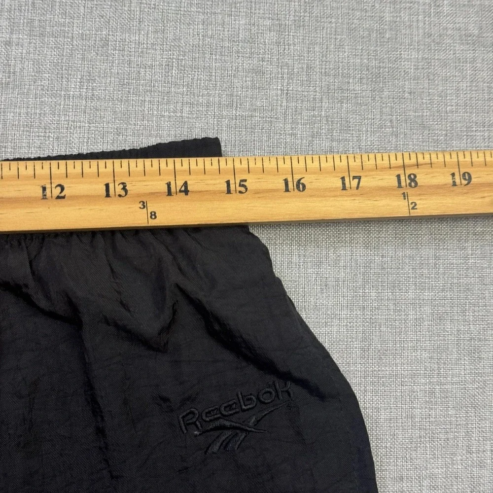 Reebok Vintage Windbreaker Track Pants Mens Medium Black Lightweight Drawstring